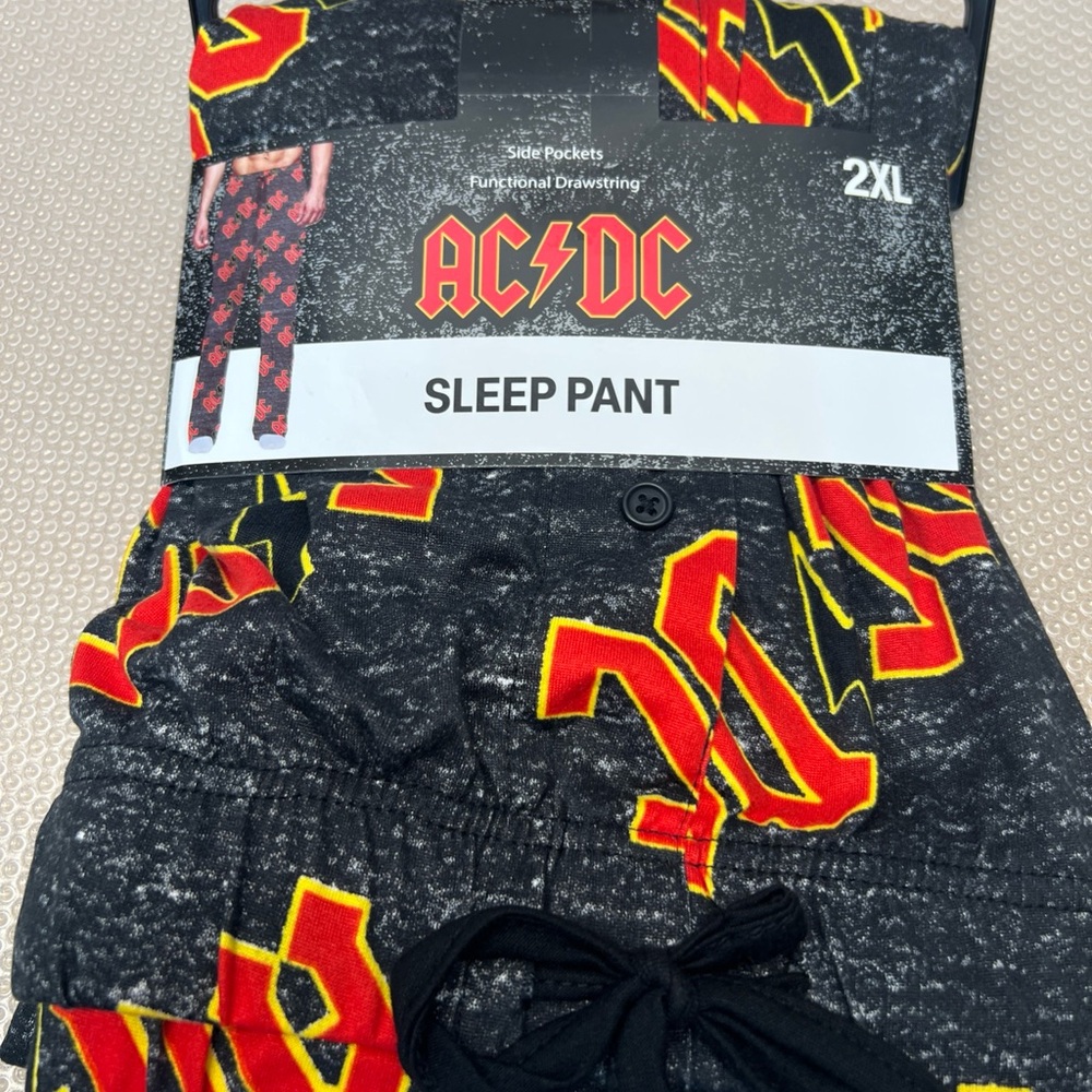 AC/DC Black Lounge Pants with Red and Yellow Accents
